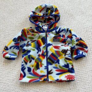 Patagonia rainbow animals geo print fleece jacket